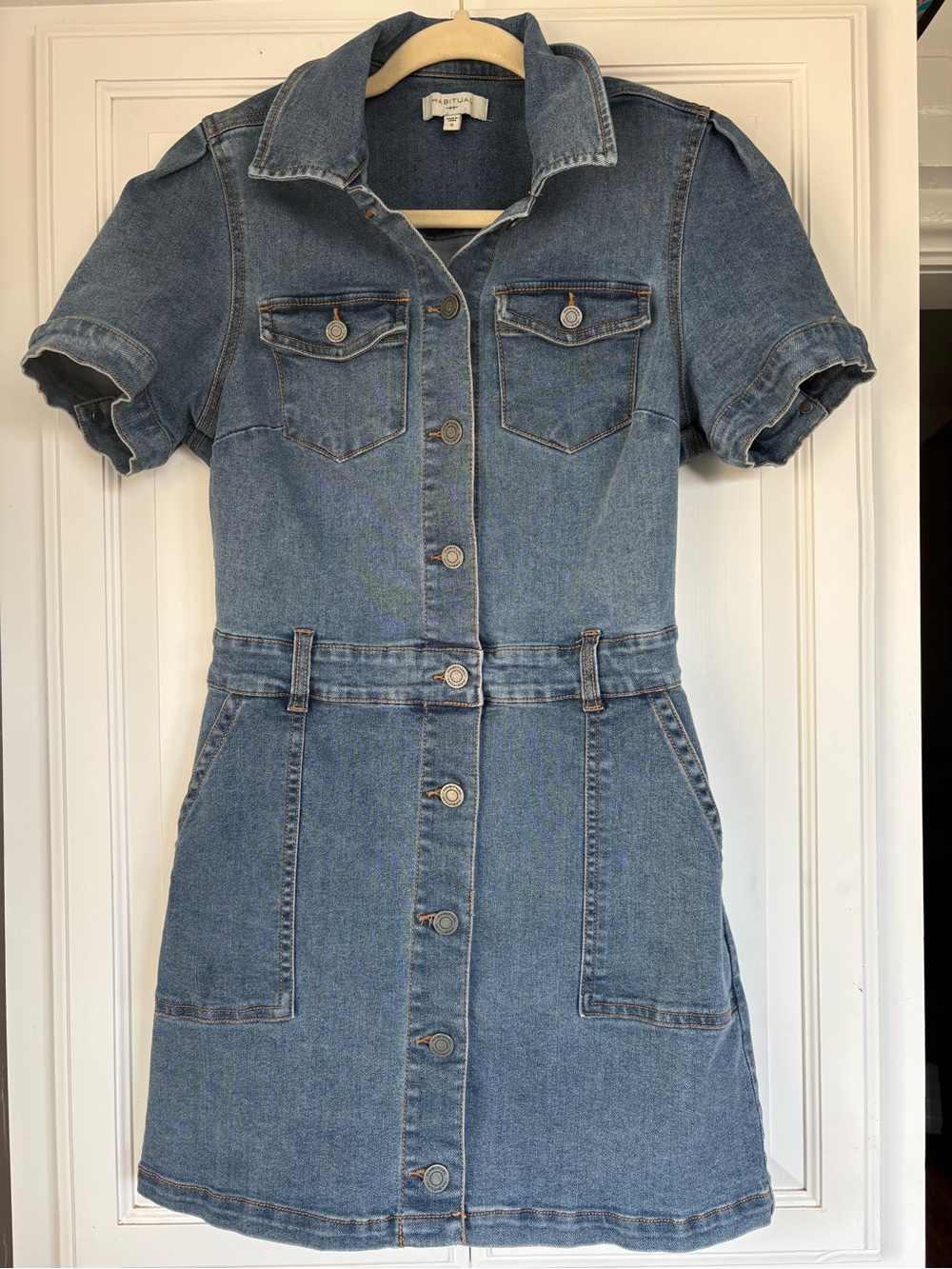 Habitual Blue Denim Button-Front Mini Dress Size Small
